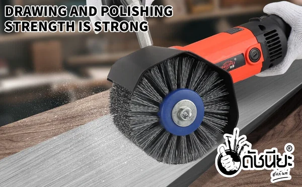 ลูกขัดแปรงไนล่อนสีเทา เบอร์#80 PTX ขนาด SIZE 120x100MM. NYLON DRAWING WHEEL GRAY GRIT#80 ลบคมขัดสีงานไม้เฟอร์นิเจอร์แกะสลัก ขัดพื้นผิวที่ไม่สม่ำเสมอของวัสดุทุกชนิด ดัชนียะ สหภัณฑ์ image 9