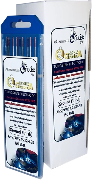 10เส้น ลวดเชื่อมทังสเตน 1.6มม.หัวสีแดง TUNGSTEN ELECTRODE WIRE WT-20 (RED) 1.6x175MM.=10PCS.เกรดเออย่างดีใช้ทน ใช้เชื่อม เหล็ก, สแตนเลส, นิกเกิล และไททาเนียม อลูมิเนียมแบบบาง ดัชนียะ สหภัณฑ์ image 4