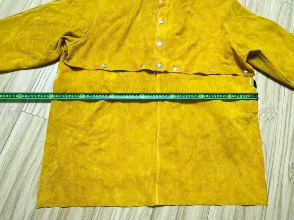 เสื้อแจ็คเก็ตหนังครึ่งตัวติดกระดุมแป๊กถอดได้ด้านหลังเป็นยางยืด กันความร้อนประกายไฟสะเก็ดไฟงานเชื่อม Half Jacket Cowhide Bib Snap fastener Back is elastic Fire-Resistant Welding Protection ดัชนียะ สหภัณฑ์ image 8
