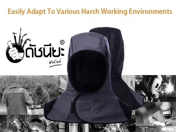 สีเทา หมวกฮู้ดคลุมศีรษะและคอขนาดฟรีไซต์ ทำจากผ้ากันสะเก็ดไฟแท้ ช่วยป้องกันความร้อนและสะเก็ดไฟระบายอากาศดูดซับเหงื่อได้ดี น้ำหนักเบาซักได้ Grey Welding Hood flame retardant cloth Fireproof Washable ดัชนียะ สหภัณฑ์ image 11 สีเทา หมวกฮู้ดคลุมศีรษะและคอขนาดฟรีไซต์ ทำจากผ้ากันสะเก็ดไฟแท้ ช่วยป้องกันความร้อนและสะเก็ดไฟระบายอากาศดูดซับเหงื่อได้ดี น้ำหนักเบาซักได้ Grey Welding Hood flame retardant cloth Fireproof Washable ดัชนียะ สหภัณฑ์ image 11