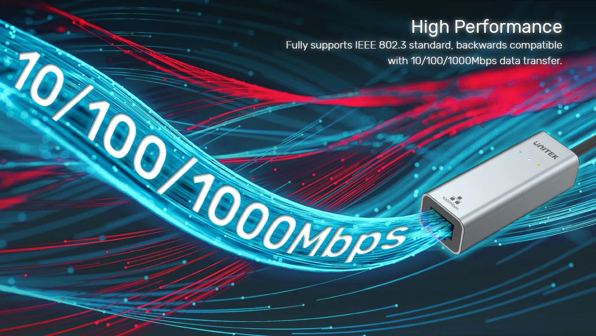 USB to LAN Gigabit 1000Mbps Ethernet Adapter by Unitek รองรับการได้ทั้ง USB-C และ USB-A