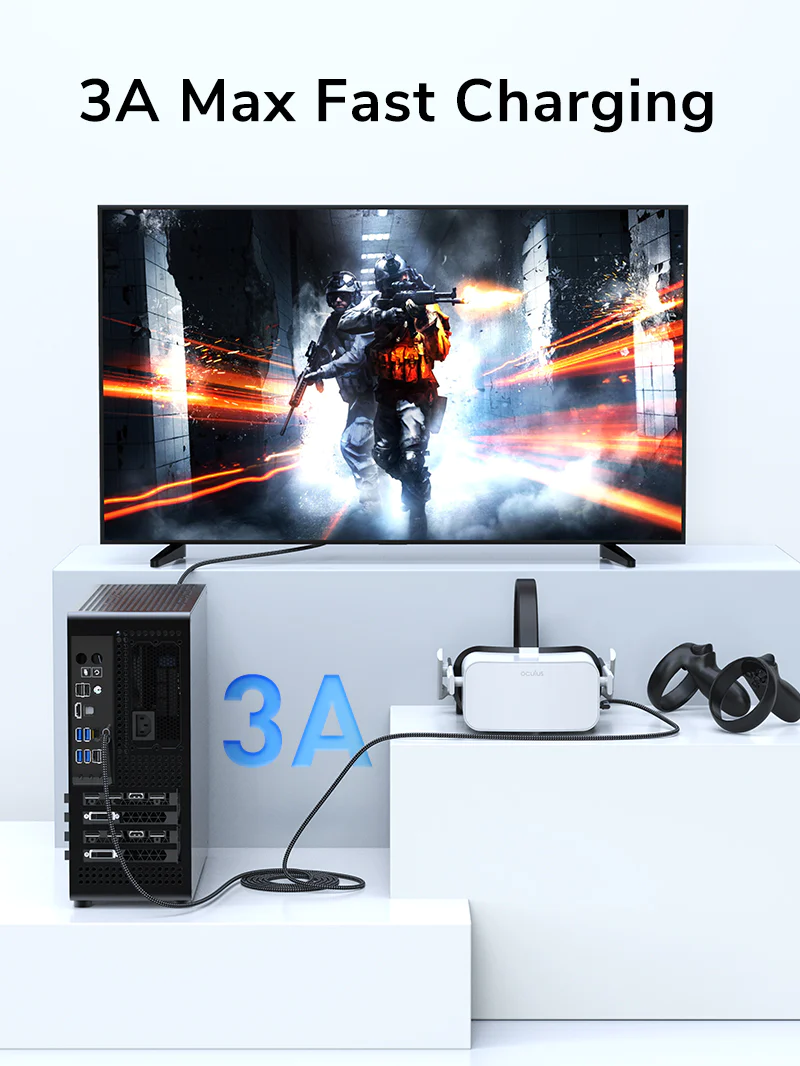 USB3.0 VR Cable for Oculus Quest by CABLETIME รุ่น CA43P 5Gbps สายถักไนล่อน by Cabletime