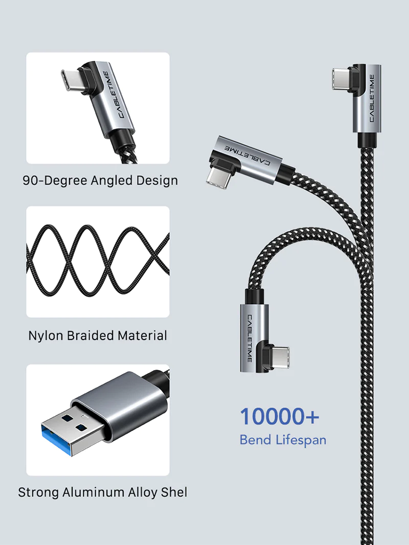 USB3.0 VR Cable for Oculus Quest by CABLETIME รุ่น CA43P 5Gbps สายถักไนล่อน by Cabletime