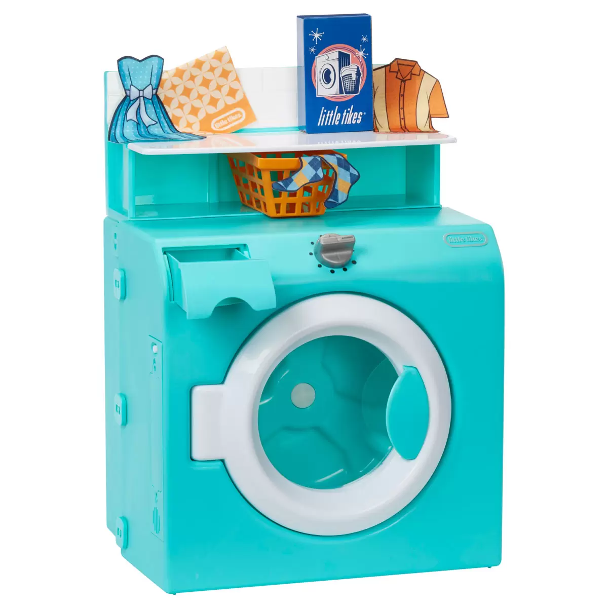 เครื่องซักผ้าอบผ้าจำลองเสมือนจริง Little Tikes Retro ‘50s Inspired Washer Dryer Realistic Pretend Play Laundry Washing Machine Appliance