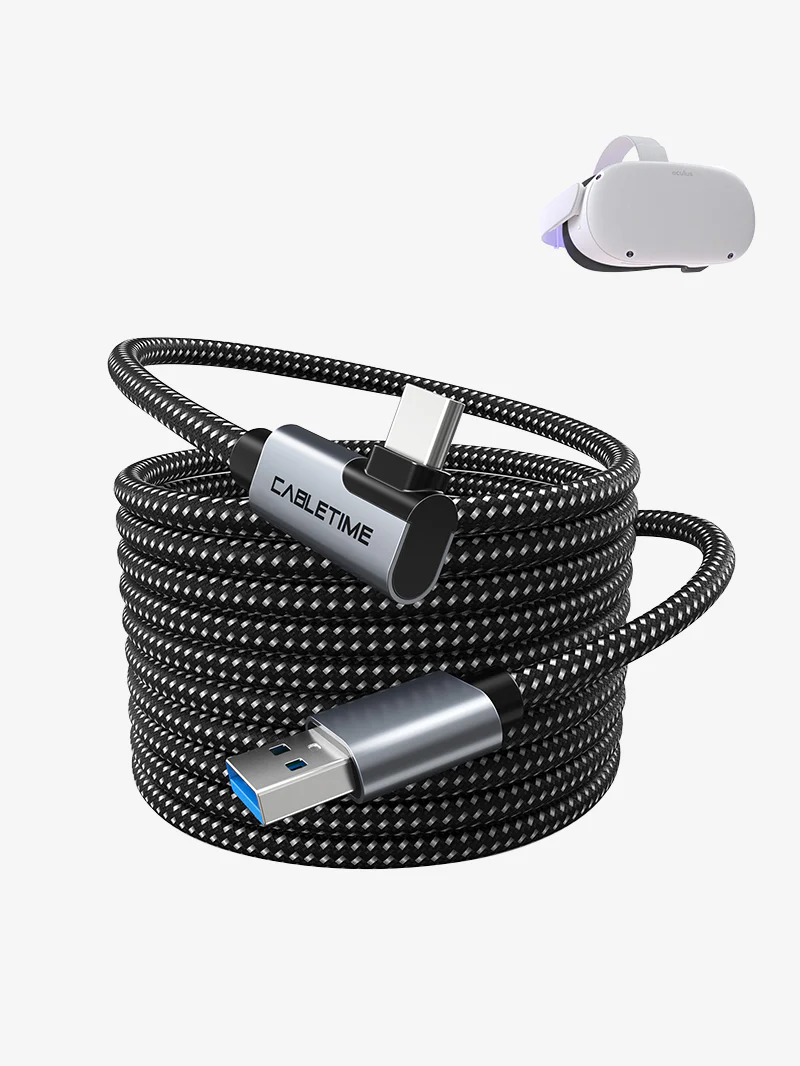 USB3.0 VR Cable for Oculus Quest by CABLETIME รุ่น CA43P 5Gbps สายถักไนล่อน by Cabletime